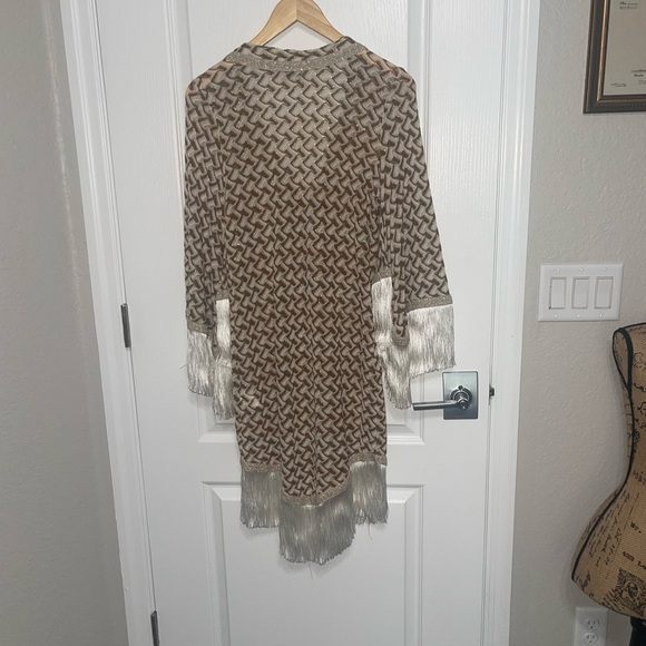 PHO FIRENZE Florence Lace Kimono Fringes Elegant White and Gold Swim Coverup - Picture 9 of 9